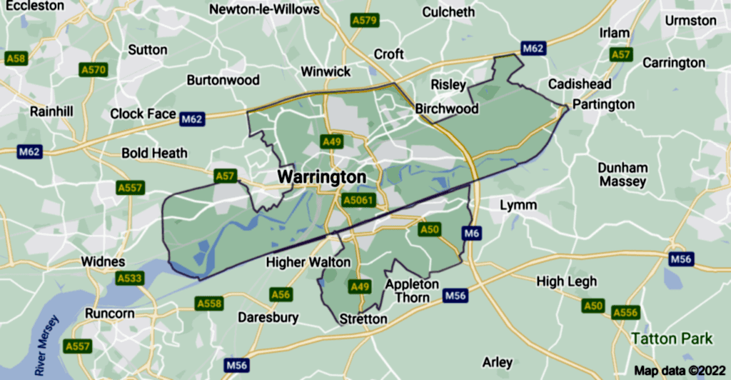 warrington map